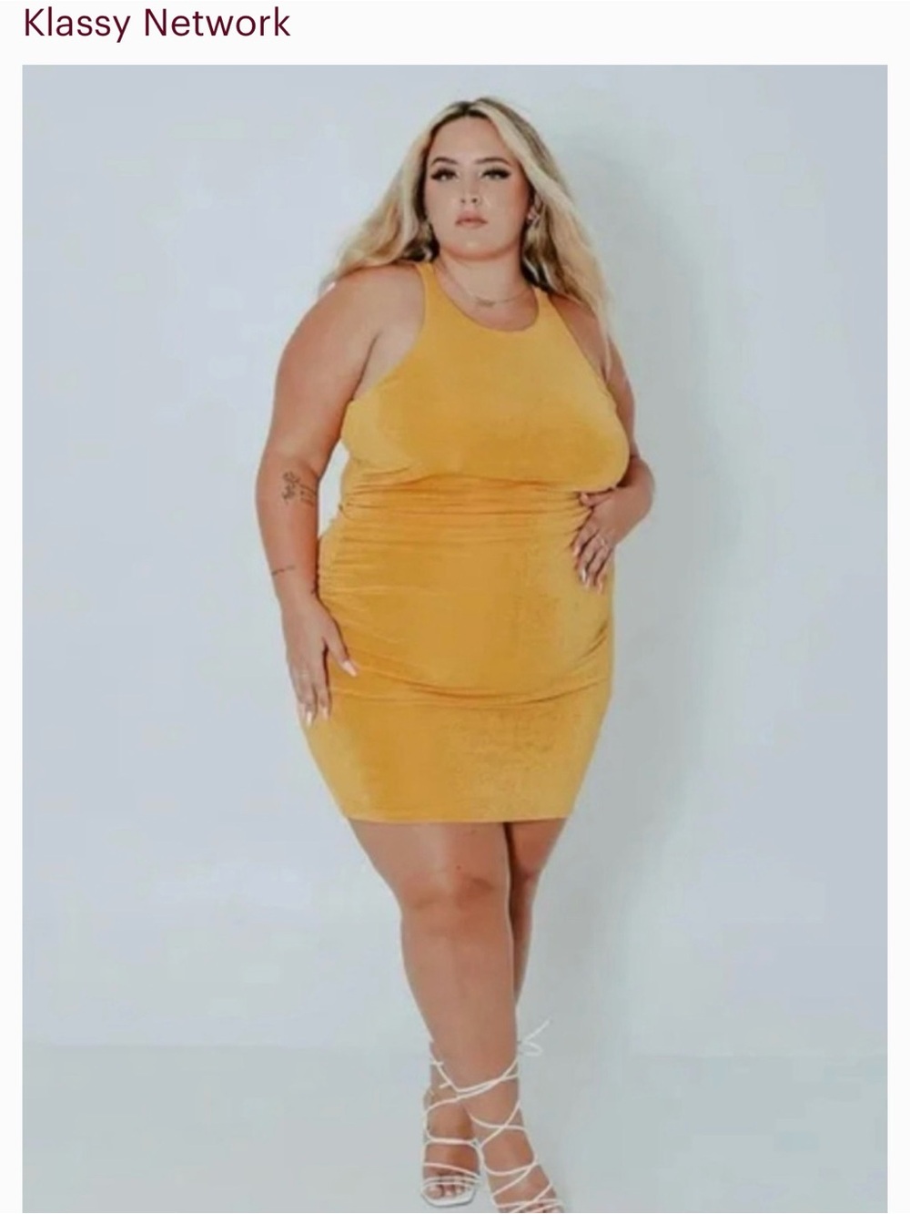 Klassy Network Mustard Yellow Backless Bodycon Dress